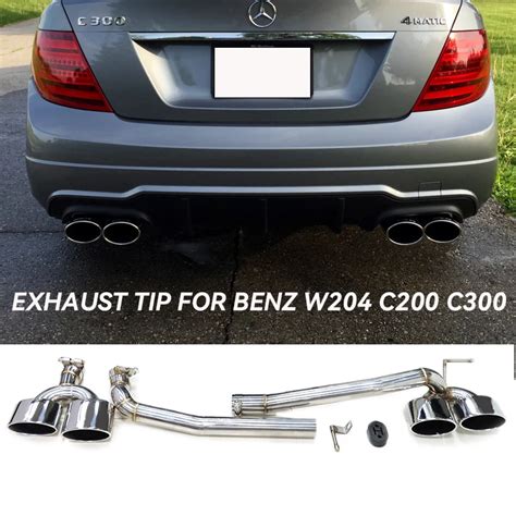 Quad Exhaust Tip For Benz W204 C200 C180 C260 C63 M Sport 2008 2013