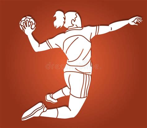 Handball Sport Woman Player Action Cartoon Graphic Vector Stock