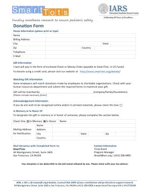 Fillable Online Smarttots Smarttots Donation Form Docx Smarttots Fax