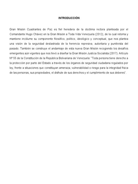 Gran Misión Cuadrantes De Paz Pdf Ministerio Departamento De