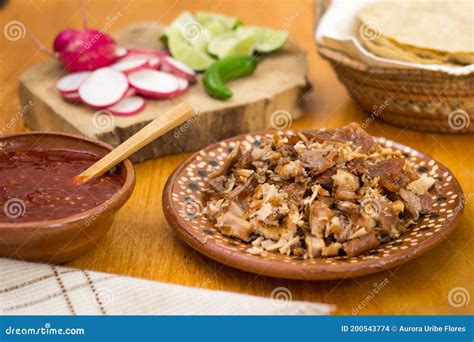 Mexican Carnitas Pork Meat For Traditional Tacos Stock Photo Image Of