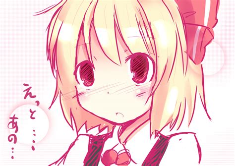 Safebooru 1girl Blonde Hair Blush Hair Ribbon Red Eyes Ribbon Rumia Shichinose Short Hair Solo