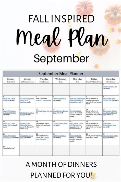 September Meal Plan Fall Inspired Dinners Free Printable Emily Rix