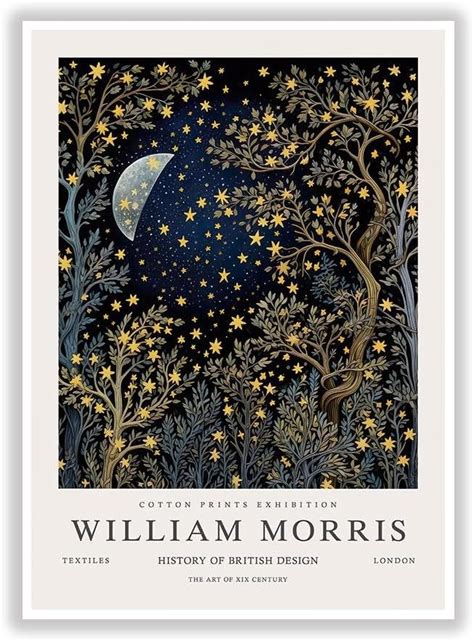 Generic William Morris Stars Moon Print William Morris Exhibition