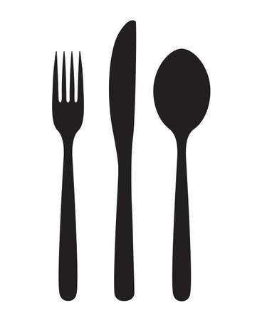 Cartoon Silhouette Monochrome Forks And Spoons Gabel Illustration