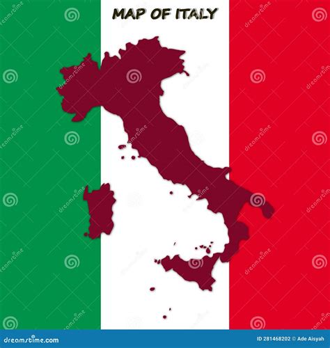 3d Map Of Italy With Flag Background Stock Illustration Illustration