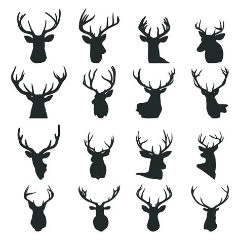 Deer Head Silhouette Set 12650848 Vector Art At Vecteezy