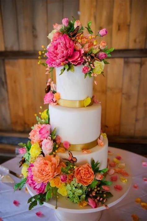 Wedding Cakes - Bright Sugar Flower Wedding Cake #2040215 - Weddbook