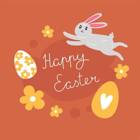 Premium Vector Easter Illustration With Rabbit And Painted Eggs For The Holiday In Cartoon Style