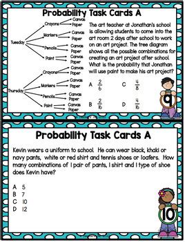 Probability Task Cards Th Grade Sol By Teachers Pet Tpt