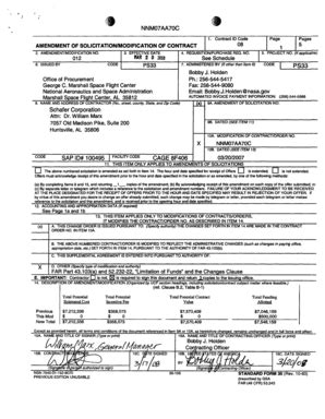 Fillable Online Foia Msfc Nasa AMENDMENT OF SOLICITATIONIMODIFICATION