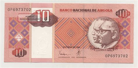 Angola 10 Kwanzas Oct 1999 Pick 145 Unc Uncirculated Banknote