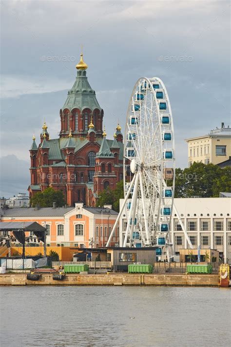 Helsinki Skyline With Harbor Wheel And Uspenki Cathedral Travel Finland