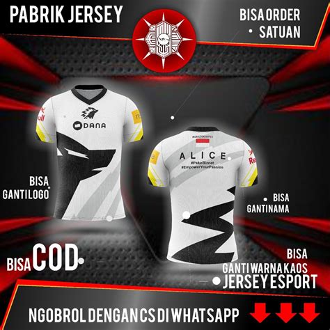 Jual Jersey Game Onic Terbaru Putih Esports Hitam Away