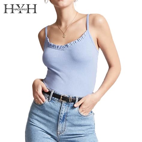 Hyh Haoyihui Brand Women Solid Sweet Vest Spaghetti Strap Sleeveless