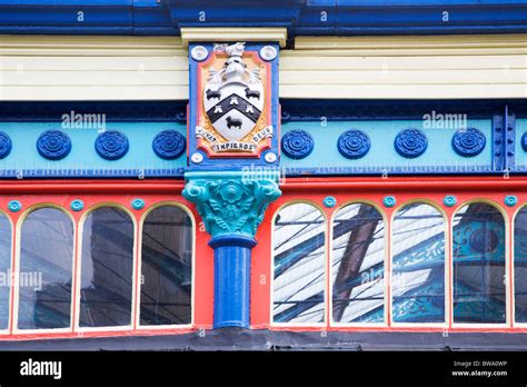 Huddersfield Open Market With Coat Of Arms West Yorkshire England Stock