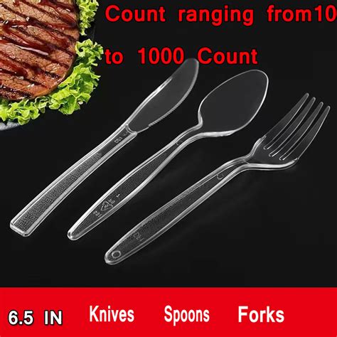 Count Settings Plastic Clear Forks Spoons Knives