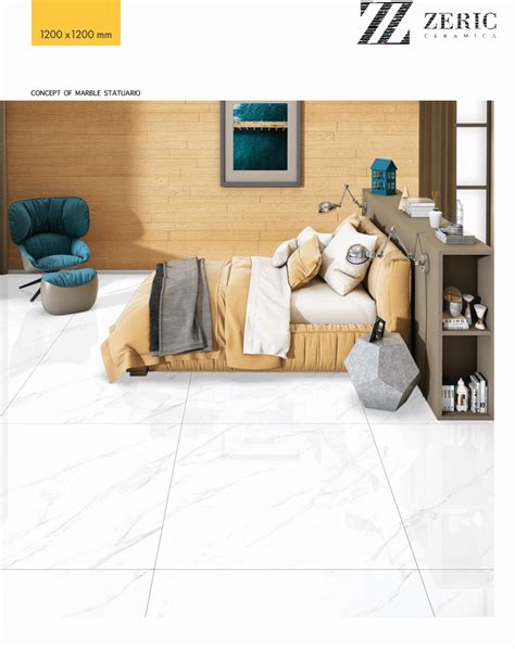 Glossy Zeric 1200x1200 Mm Glazed Porcelain Tiles Size 4x4 Feet