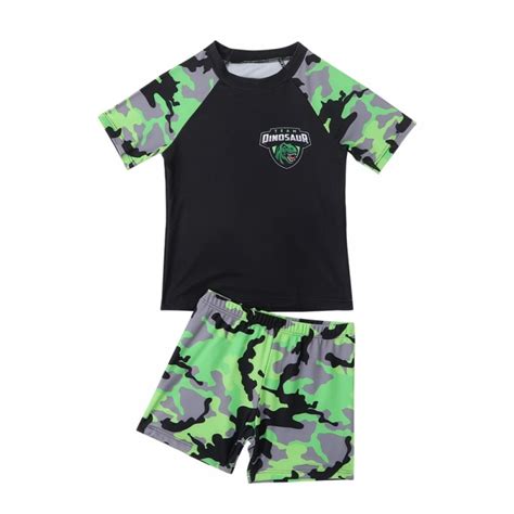 BULLPIANO Kids Boys Swimwear Sun Protective Short Sleeve Bathing Suit ...