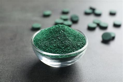 Bowl Of Spirulina Algae Powder On Table Stock Photo - Image of background, care: 140134516