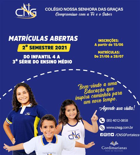 Matr Culas Abertas Semestre Col Gio Nossa Senhora Das Gra As