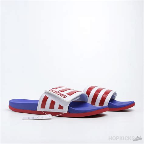 Adilette Core Blue Red Slides