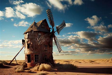 Old Windmill In Summer Holland Netherlands Wind Mill Drawing