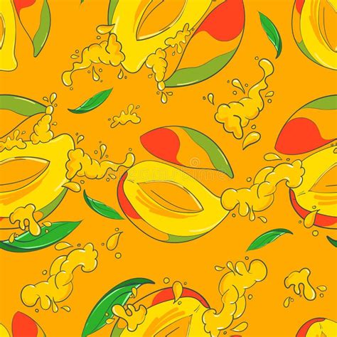 Seamless Pattern With Mango Fruit Vector Illustration Stock Vector