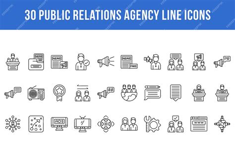 Premium Vector 30 Public Relations Agency Line Icons