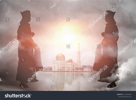 Silhouette Islamic Mullah Wearing Turban Thobe Stock Illustration