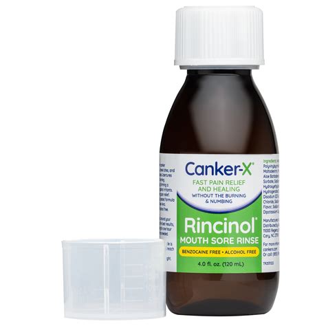 Canker X Rincinol Oral Rinse Mouthwash Quick Pain Relief From Canker