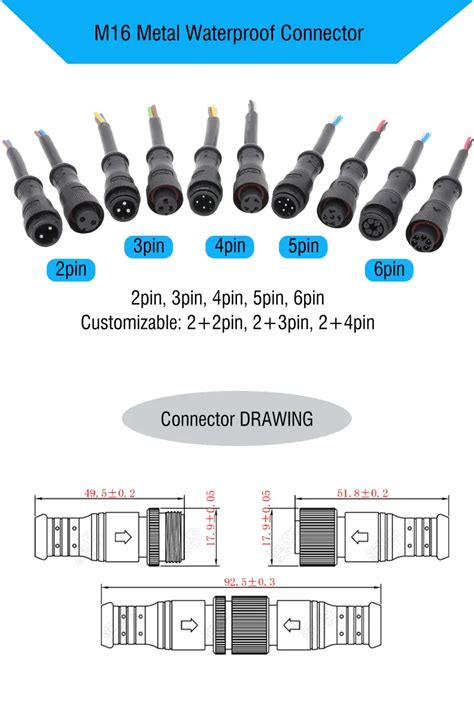 Ahua M M M M M M M Male Female Waterproof Molded Cable