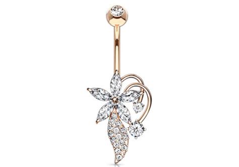 Piercing Nombril Piercing Nombril Fleur Arabesque Plaqu Or Rose Oxyde