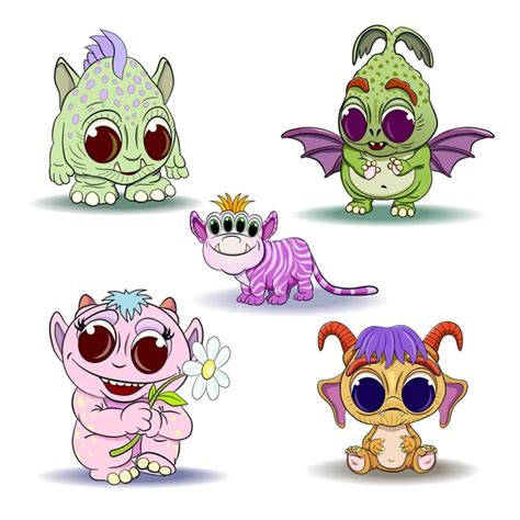 Cartoon Funny Monsters Vector Stock Vector Image By ©drawliner 57519359