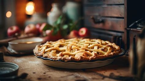 Premium Ai Image A Homemade Apple Pie With A Beautiful Lattice Crust