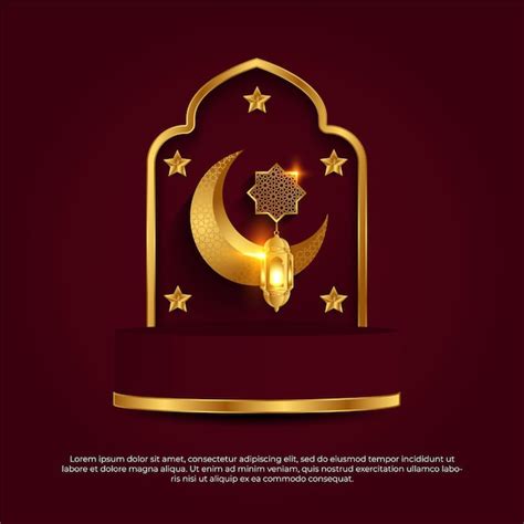 Happy Eid Al Adha Mubarak 3d Goldener Farbverlauf Roter Mondlampenstern