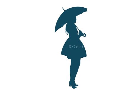 Girl Holding Umbrella Silhouette