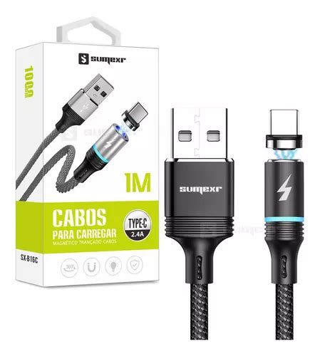 Cable USB magnético tipo C 2 4 A Sumexr Sx B16c color negro