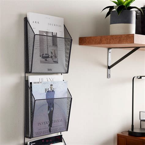 Graphite Mesh 3-Pocket Wall Organizer | The Container Store