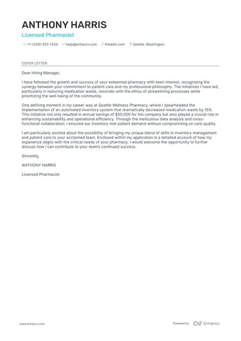 10 Professional Pharmacist Cover Letter Examples And Template For 2024