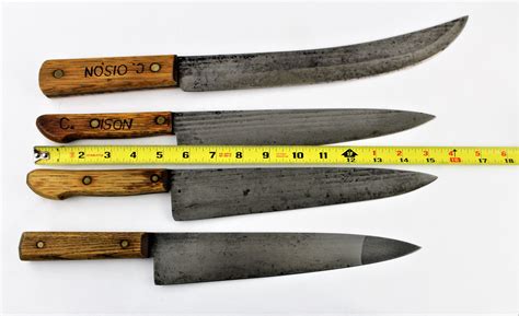 Vintage 1940s Set Of Four Old Hickory Chefs Knives