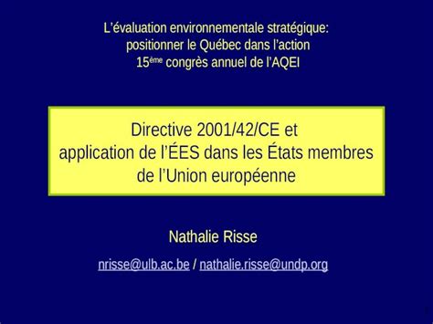 PPT 1 Directive 2001 42 CE et application de lÉES dans les États