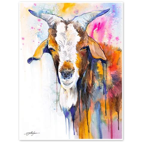 Goat Watercolor Painting Print By Slaveika Aladjova