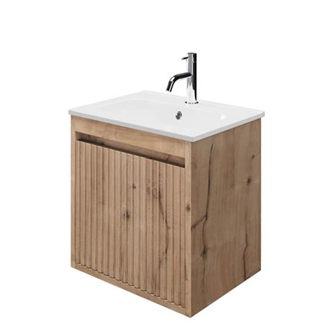 Crosswater Flute 470mm Windsor Oak Wall Hung Unit With Basin