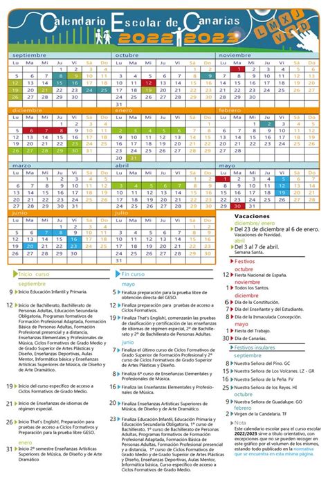 CALENDARIO ESCOLAR 2022 2023 CEIP PLAYA HONDA