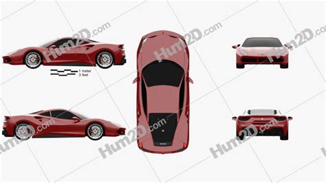 Ferrari 488 Gtb 2016 Blueprint In Png Download Vehicles Clip Art Images