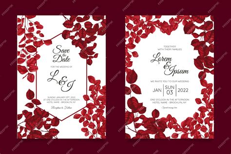 Premium Vector Beautiful Wedding Invitation Card Template Set With