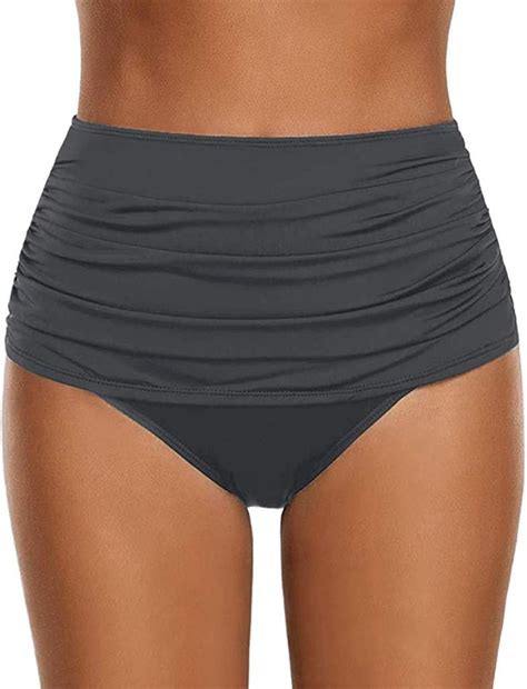 Amazon Forwelly Women S High Waisted Swim Bottom Ruched Bikini