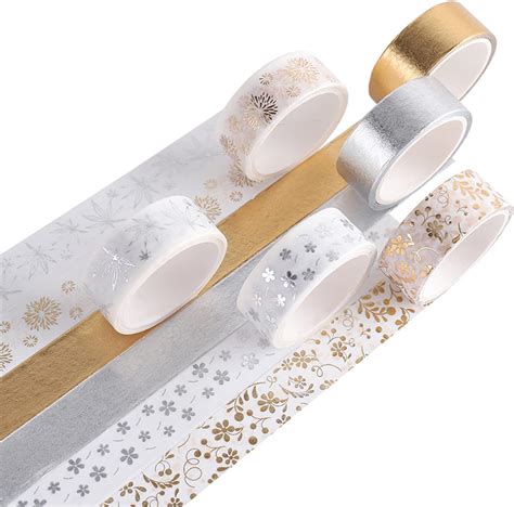 Troysinc Rollen Washi Tape Set Gold Silber Klebeband Blumen