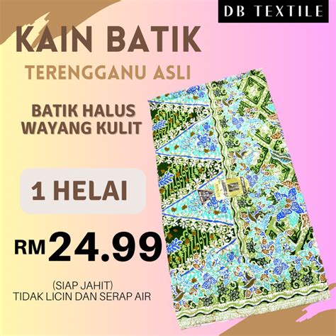 Helai Kain Batik Terengganu Asli Cotton Serap Air Tidak